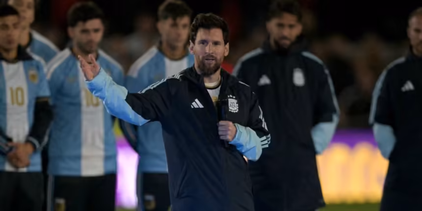 Lionel Messi durante su discurso tras su partido despedida